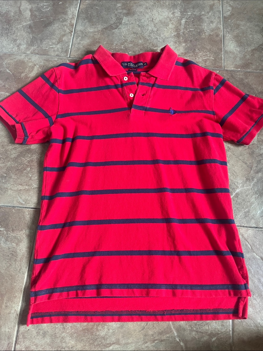U.S. Polo Assn. Red Polo with Navy Stripes